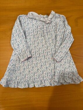 The Proper Peony Toddler White Long-Sleeve Ruffle Hem Dress with Pink & Blue